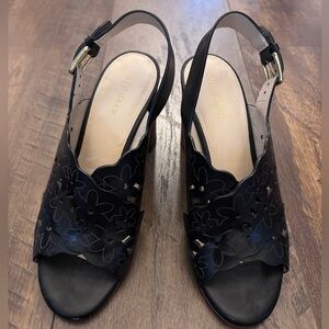 Cole Haan Women's Black Floral Chunky Heel